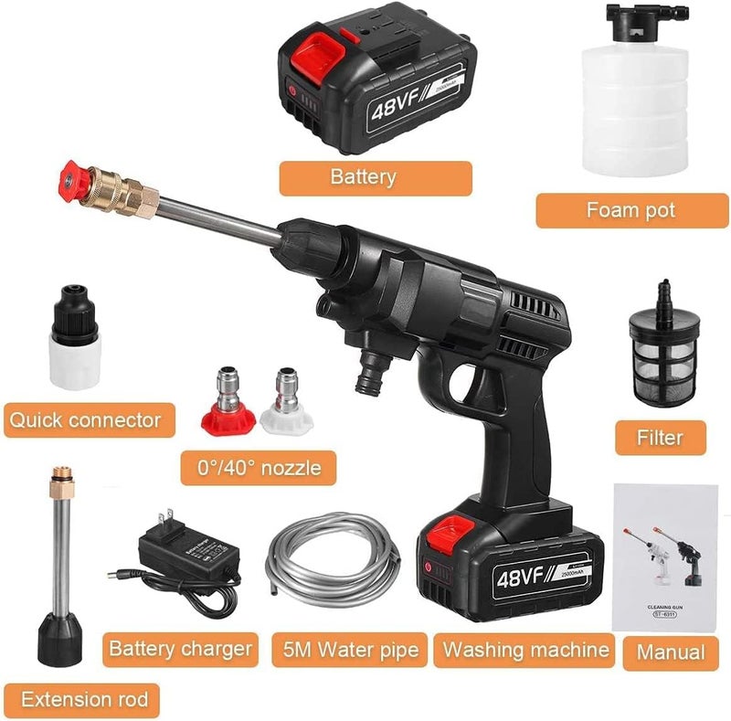 Wireless 30Bar Car Wash System – 48V 25000mAh Cordless Water Gun with Nozzles - Image 5